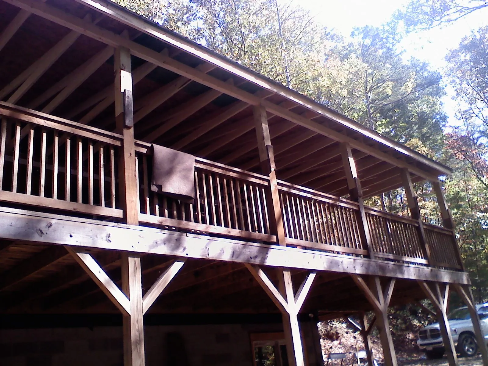Timber framing under a new elevated porch and deck — Roof Leak Repair in Bargersville by Roofing Brothers